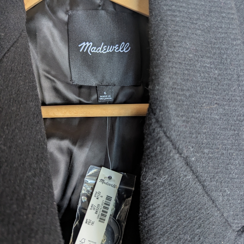 Oversized Madewell Elegant Black Double-Breasted Women's Coat - Picture 5 of 6